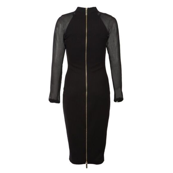 Ted Baker Wrenti Black Bodycon Long Sleeve Cocktail Dress w Exposed Back Zipper - Picture 13 of 13